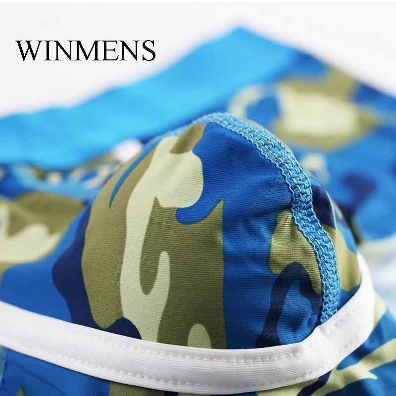 Men's Military Trunks Elastic U Convex Pouch Male Camouflage Boxer Briefs Underwear Low Waist Seamless Breathable Underpants