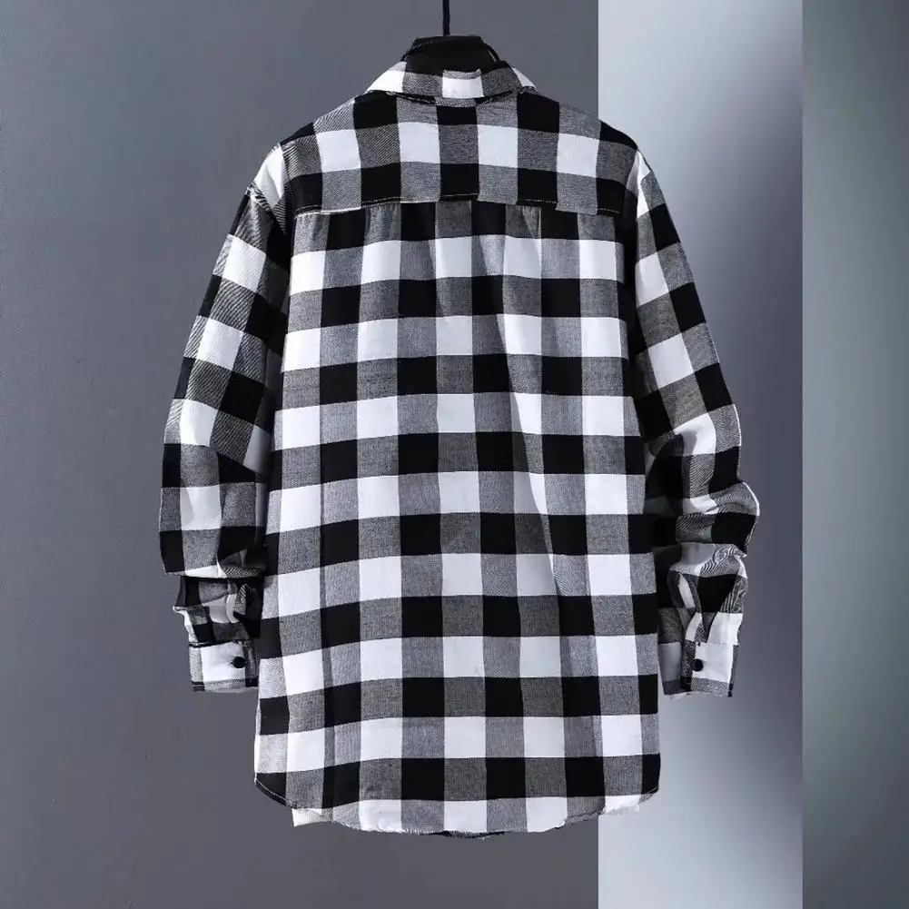 Plaid Shirt Men's Long Sleeve Korean Thin Buttons Men Autumn Mens Spring Casual Shirt Thin Coat Oversize Loose Shirt Cardigan