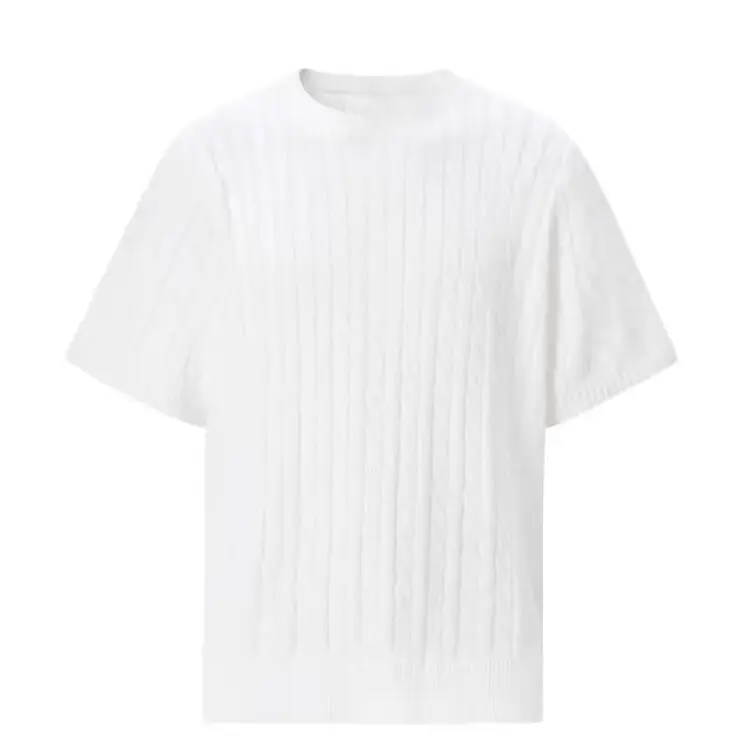 

Летняя мужская трикотажная футболка с коротким рукавом, свободная повседневная универсальная футболка, однотонная, в стиле ретро, с круглым вырезом