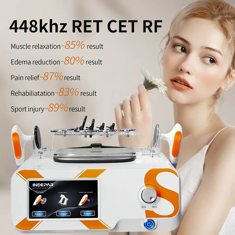 448KHz RET CET Diathermy Tecar Treatment Beauty Machine Pain Relief Weight Loss Lymphatic Drainage Face Lifting Body Slim Device