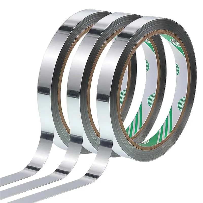 JHD Decorative Mirror Tapes 1.5Cm- Silver Metallic Mirror Tape 3 Roll Self-Adhesive Metalized Polyester Film For Crafts