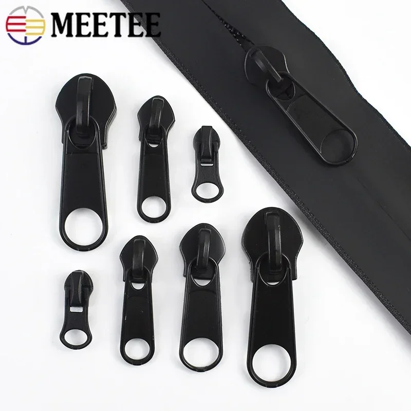 10/20/30/50Pcs 3# 5# 8# 10# Meetee Zipper Slider for Nylon Zippers Clothes Jacket Decoration Zip Head Bag Zips Puller Repair Kit