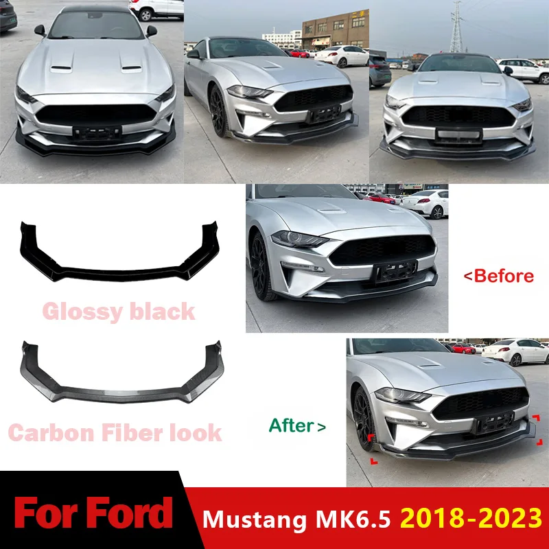 

Для Ford Mustang MK6.5 2018 2019 2020 2021 2022 2023 передний бампер спойлер сплиттер лопата объемный ремонт комплекты кузова тюнинг