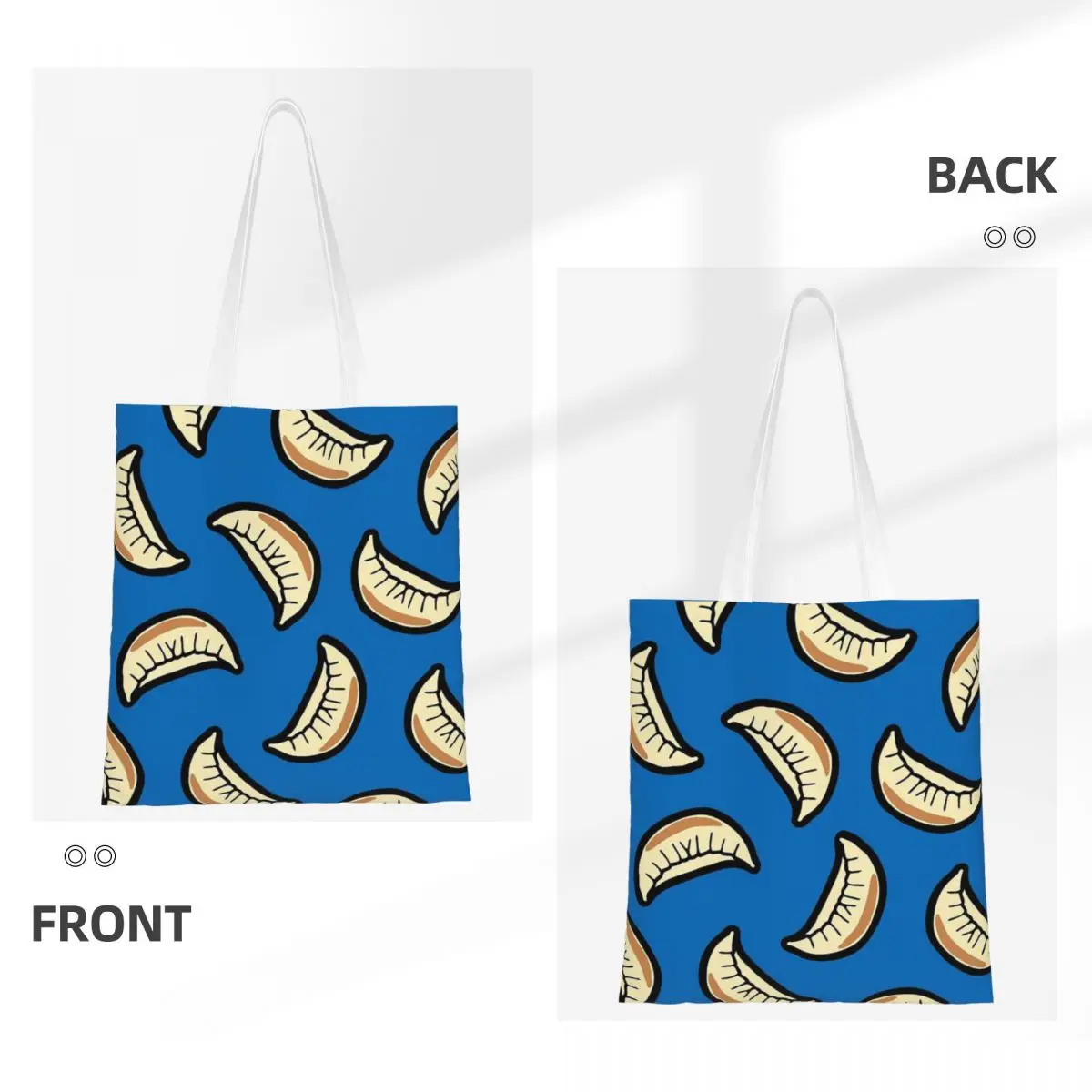 Gyoza bolinho padrão sacos de compras lona a sacola sacos de compras dobrável reutilizável meninas ombro tote bolsa de viagem