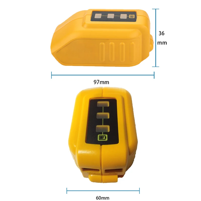 Dla DEWALT DCB090 Dual USB telefon zasilacz Adapter baterii konwerter ładowania 14.4V 18V 20V ładuje urządzenia kompatybilne z USB