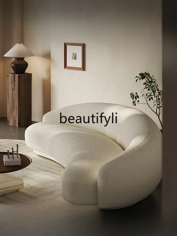 

Modern minimalist cashew fabric sofa Nordic light luxury wabi wind creative living room special-shaped designer