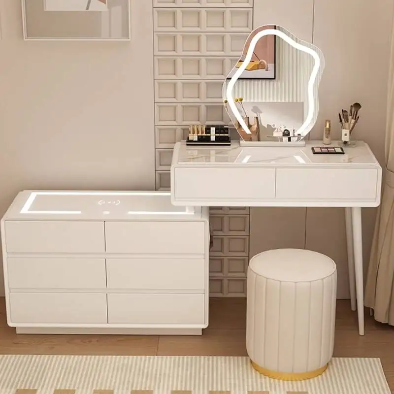 White Storage Makeup Vanity Desk Luxury Natural Sturdy Vintage Makeup Vanity Desk Cheap Wooden Kaptafel Furniture For Home