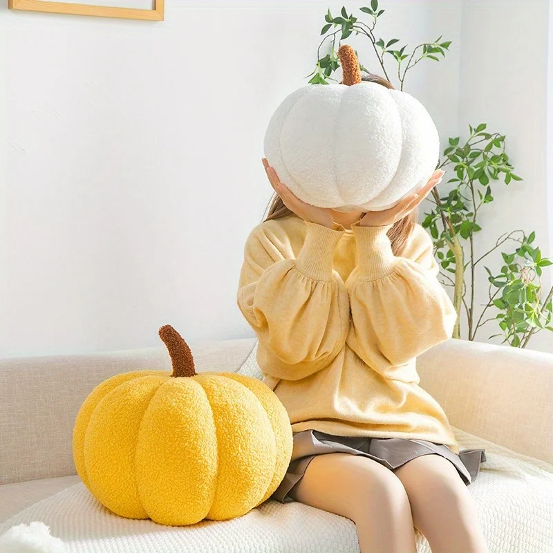 Pumpkin Plush Throw Pillow - Soft Stuffed Decorative Cushion for Home & Seasonal Decor (Halloween/Thanksgiving Party Favors)