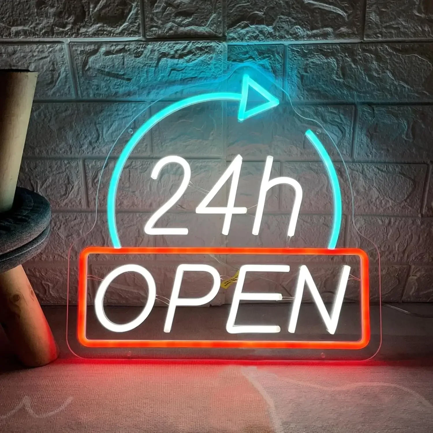 24H OPEN Neon Sign LED Light for Store Shop Window Cafe Bar Business Advertising 24 Hours Open Sign Hot Selling Neon Lights