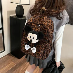 Mickey Doll Large Capacity Leopard Print Backpack Cute Design New Fashion Student Shoulders Bag Korean Version Casual Trend Bag