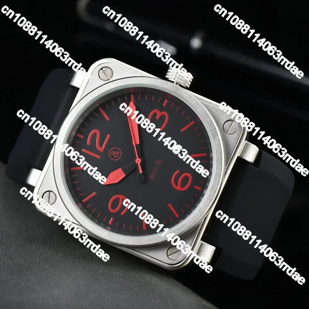 For Men automatic mechanical watch leather black rubber 46mm large dial men's watch metal shell