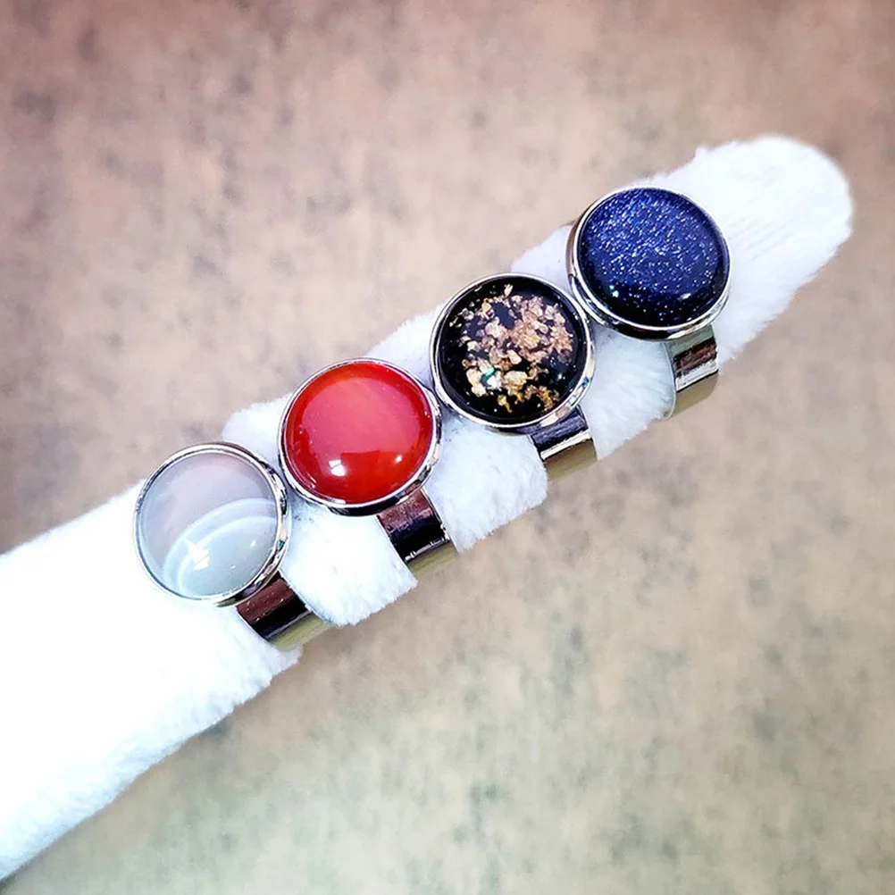 Модное кольцо на палец, 10 шт., женские регулируемые ювелирные изделия, полированные кольца из натурального камня 12 мм, шикарный нежный комплект круглых колец