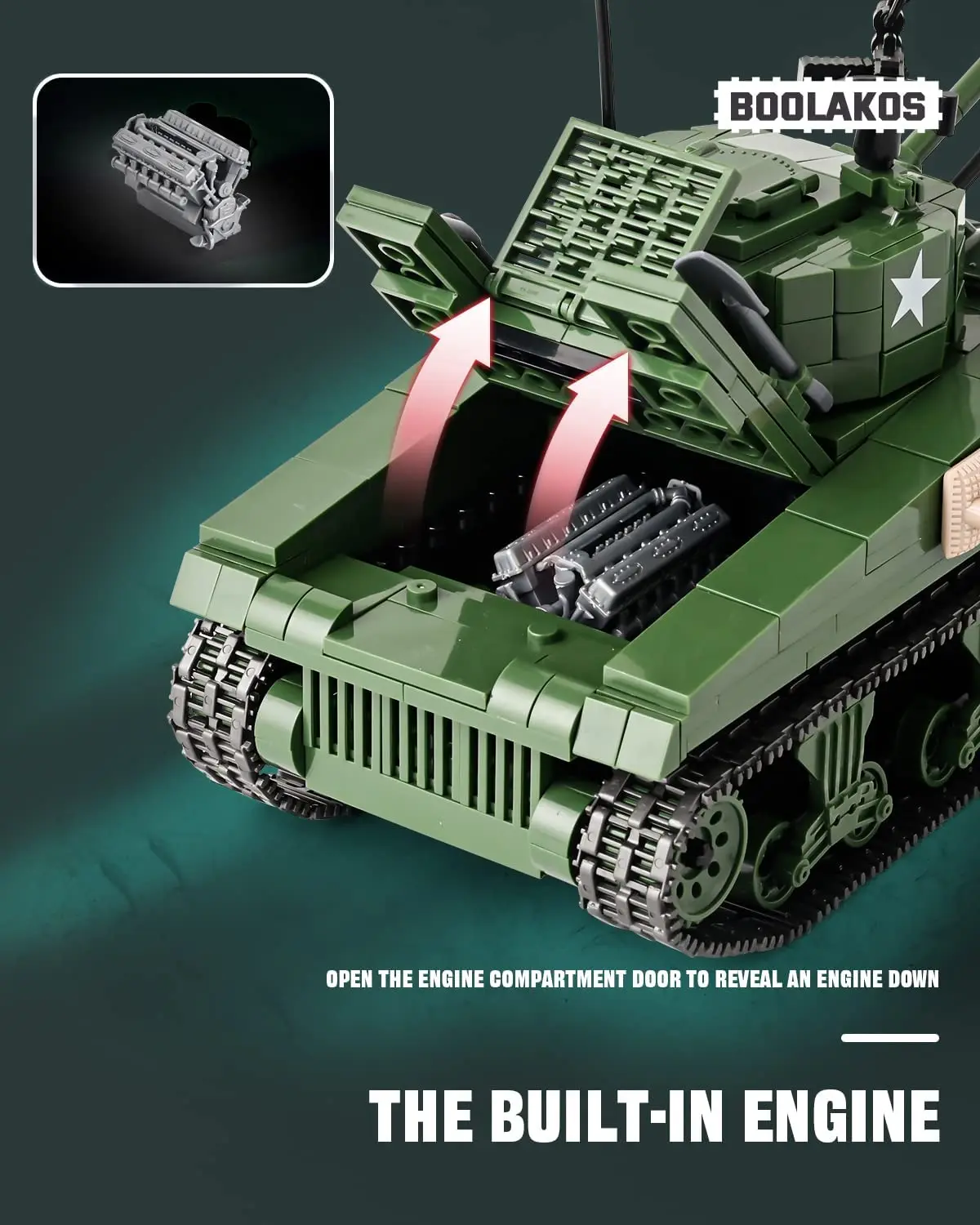 WW2 Sherman M4A1 Tank Building Block Military Medium Tank Army Model Kit Construction Set Toys Gifts for Teens and Adult 726PCS