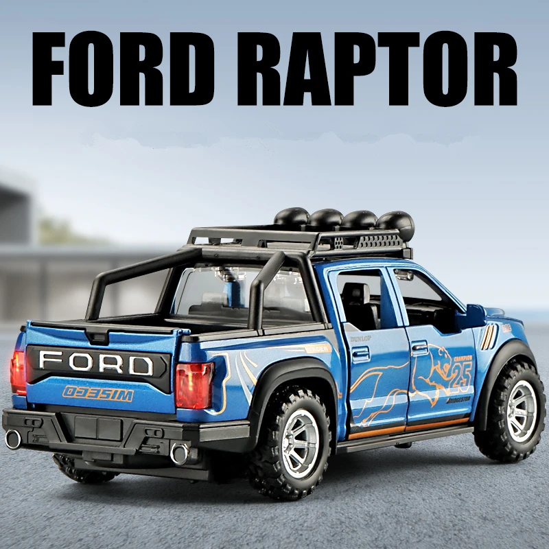 

1:32 пикап Ford Raptor F150 модель автомобиля из сплава литой металлический игрушечный внедорожник модель автомобиля со звуком и искусственным звуком детский подарок