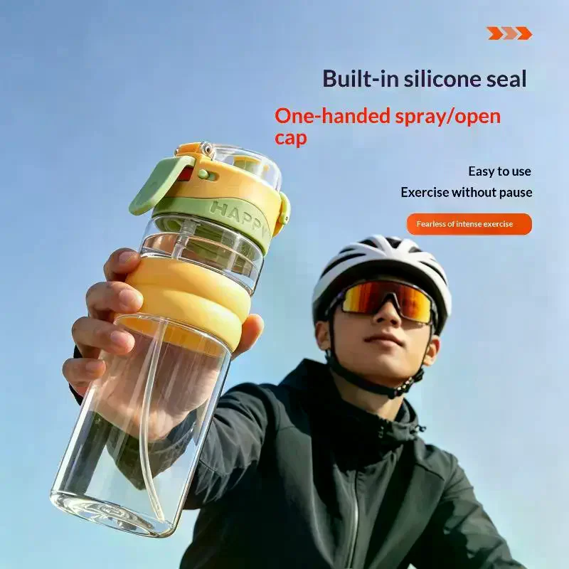 800ml Spray Water Bottle Leak-Proof Portable Sports Cup For Outdoor Travel Fitness Cycling Summer Cooling Mist