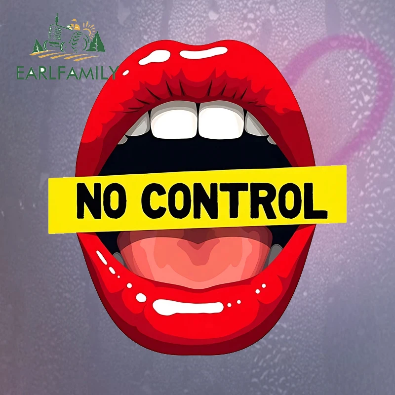 EARLFAMILY Big Red Lips No Control Sign Car Stickers Creative Art Windshield Luggage Electric-Bicycle Decals Nice Car Goods