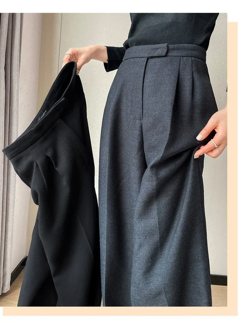 Korean Spring Slim High Waist Straight Women's Pants Casual Solid Color Loose Female Wide Leg Pants Fashion Office Ladies Y2k