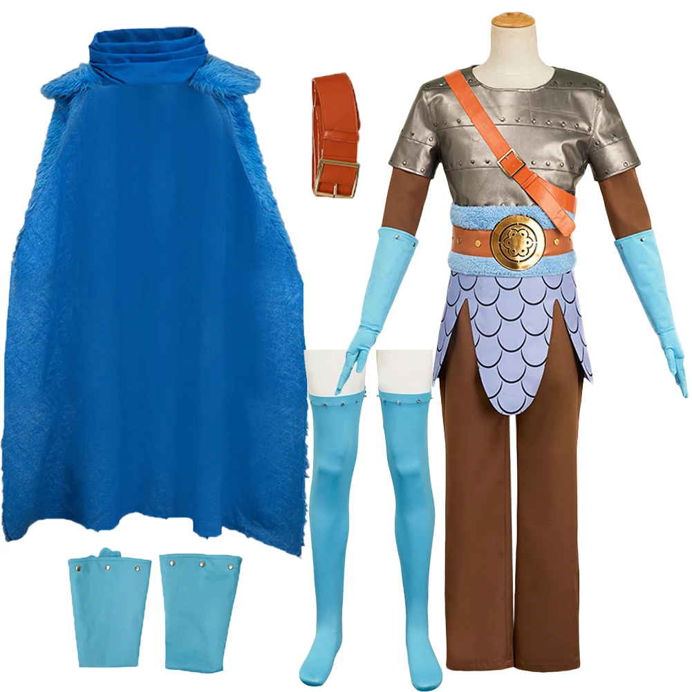 

Anime Pirate Elbaf Sanji Cosplay Blue Clothing Set Costume Cloak Accessories Outfits Leather Clothes Halloween Carnival Party