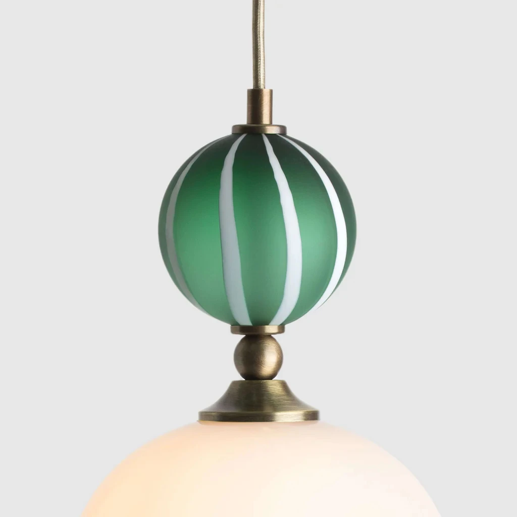 Colorful Glass Pendant Light for Dining Room Kitchen Island Table Ceiling Lamp Indoor Vintage Hanging Lamp Striped Pop Lighting