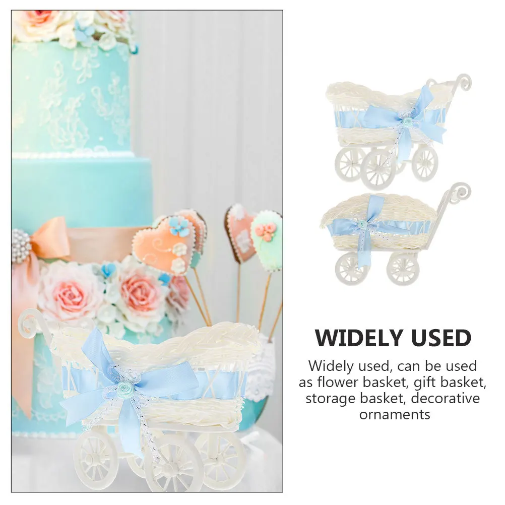 

2pcs Blue PP Material Storage Wedding Flower Basket ganizer Wedding Party Decor Candy Serving Basket Baby Shower Favors Gifts