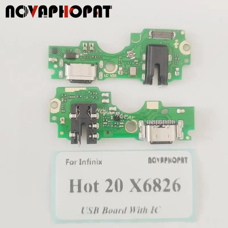 For Infinix Hot 20 X6826 X6826B X6826C USB Dock Charger Port Plug Headphone Audio Jack Microphone MIC Charging Board With IC