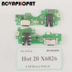 For Infinix Hot 20 X6826 X6826B X6826C USB Dock Charger Port Plug Headphone Audio Jack Microphone MIC Charging Board With IC