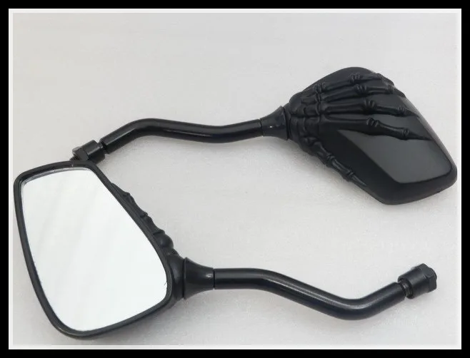 Black Skull Skeleton Mini Side Mirror for Motorcycle Street Sport Bike Cruiser Custom