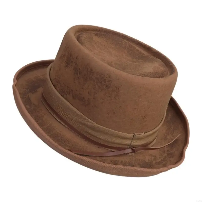 

L5YA Fashion Panamas Hat with Belt CowboyHat Unisex Theme Party Costume Fedoras Hats