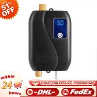 Instant Small Water Heater with LCD Display 3500w Kitchen Water Heater Wall Mount Adjustable Temperature Quick Heating for Home