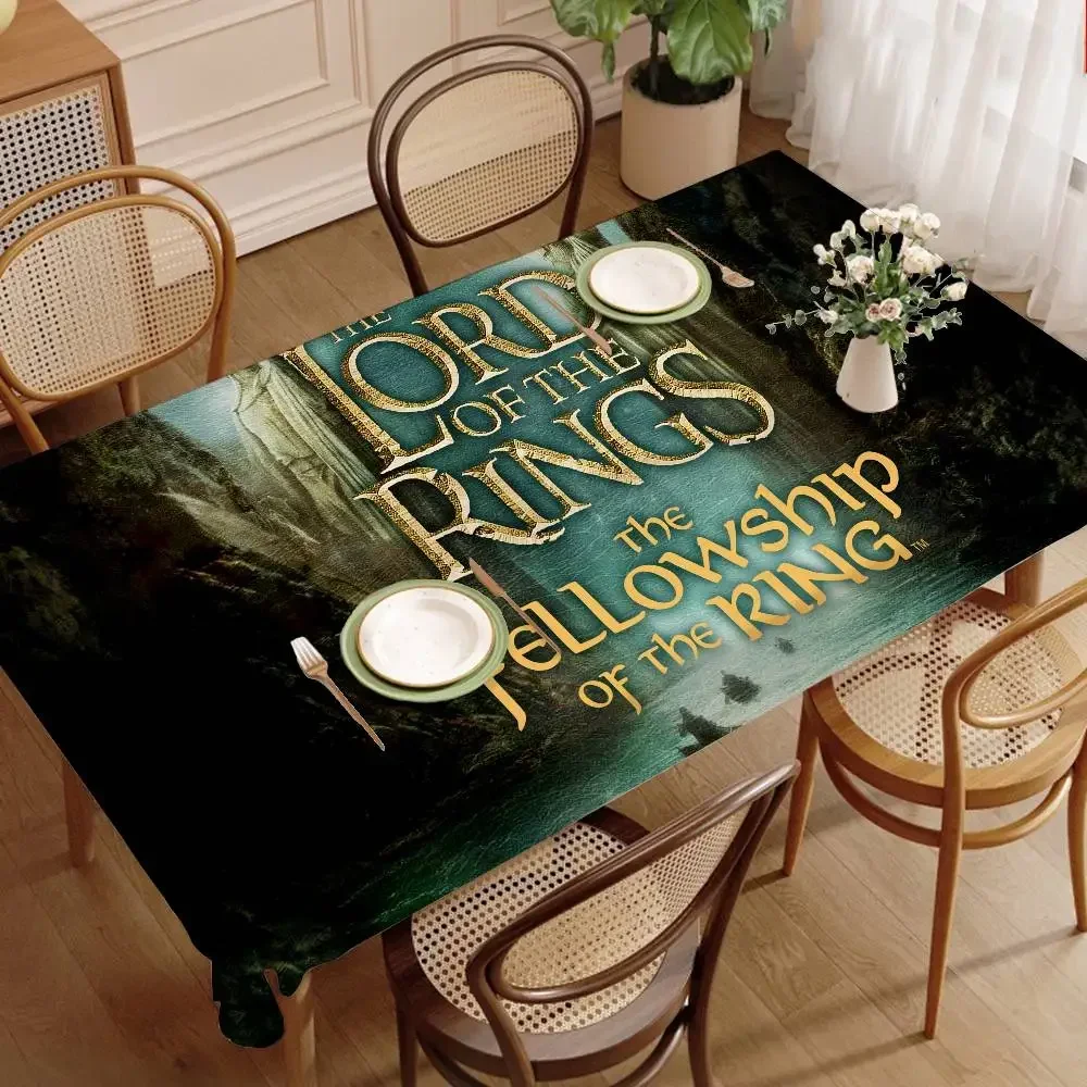 The L-Lord Of The R-Rings Waterproof Rectangle Tablecloth Fiesta Home Decor Room Decor Reusable Table Cover Party Supplies