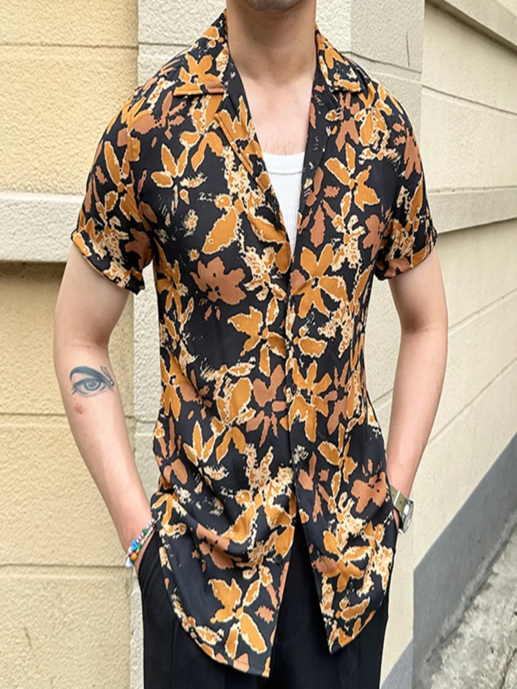 

Ethnic Vintage Floral Graphic Print Men Shirt Short Sleeve Casual Streetwear Camisa Fashion Masculina Moda Hombre