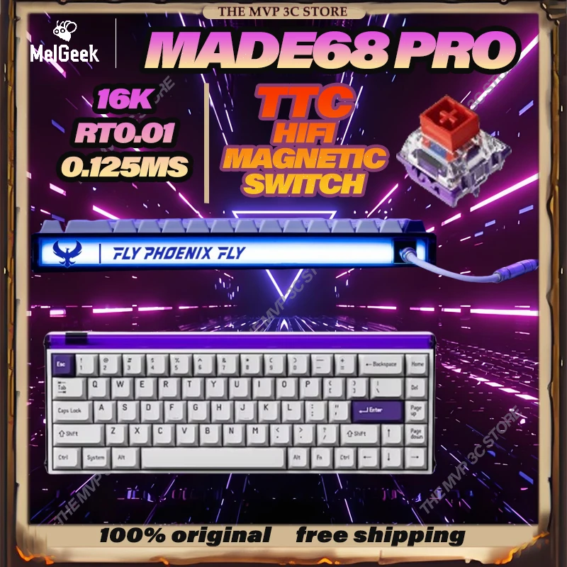 MelGeek MADE68 PRO Customized Magnetic Switch Mechanical Keyboard E-sport Gaming TTC 16k Rate 8K Polling Rate 0.125ms RT PC Gift