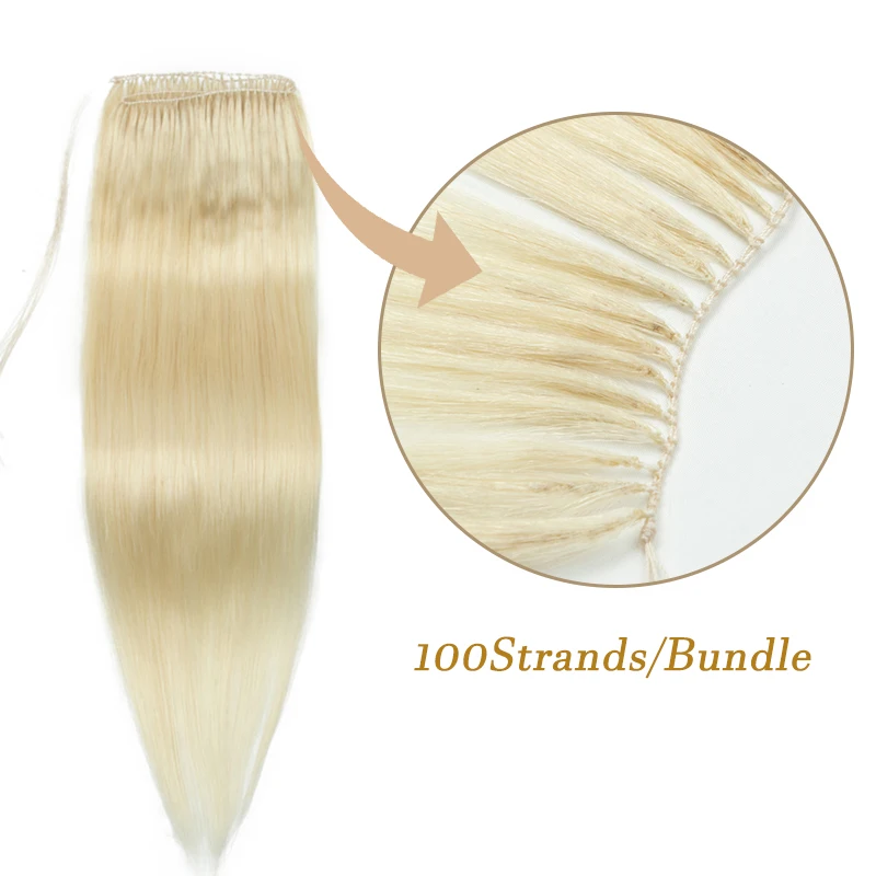 MRSHAIR Invisible Feather Hair Extensions Human Hair Feather Tip Hair Bundles Blonde Sew In Microring Hair Weft 40cm 100strands