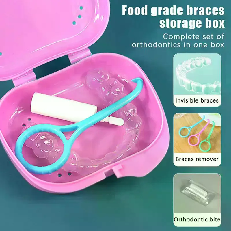 

Коробка для зубных протезов (1 шт.), футляр для ретейнеров с вентиляционными отверстиями, пластиковый контейнер для зубов, защитный футляр для искусственных зубов