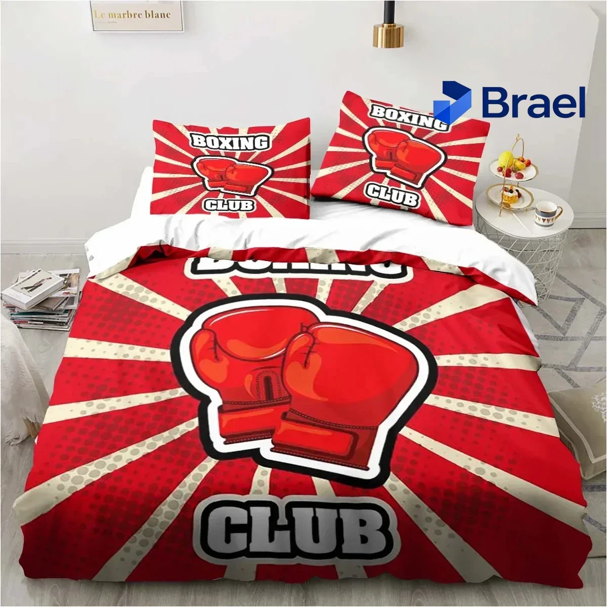 Exquisite Boxing Gloves Boxer Fighting Bedding Set,Duvet Cover Bed Set Quilt Cover Pillowcase,King Queen Twin Size Boys Girls Ad