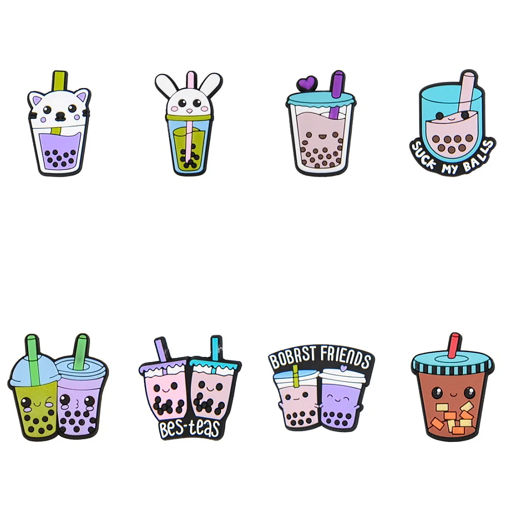 Hot Sale Drinking Water Shoe Decoration Charms Milk Tea Shoe Charms Cute Rabbit  Bracelet Accessories For Birthday Presents