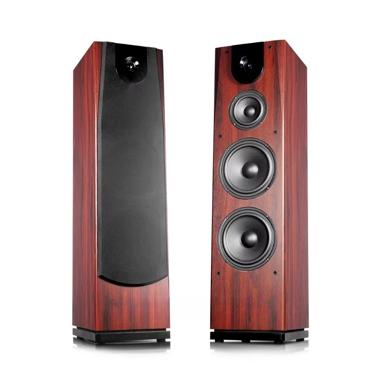 Hochwertiger Tower 2.0 Frontlautsprecher für das Wohnzimmer, passiver HiFi-Standlautsprecher mit drei Frequenzbändern, Holzgehäuse, für Heimstereoanlagen.