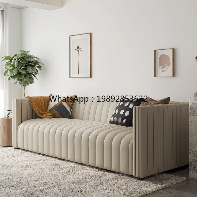 LYY Modern Genuine Leather Sofa Four-Seater Italian Light Luxury Style Modern Living Room Down Three-Seater Cowhide
