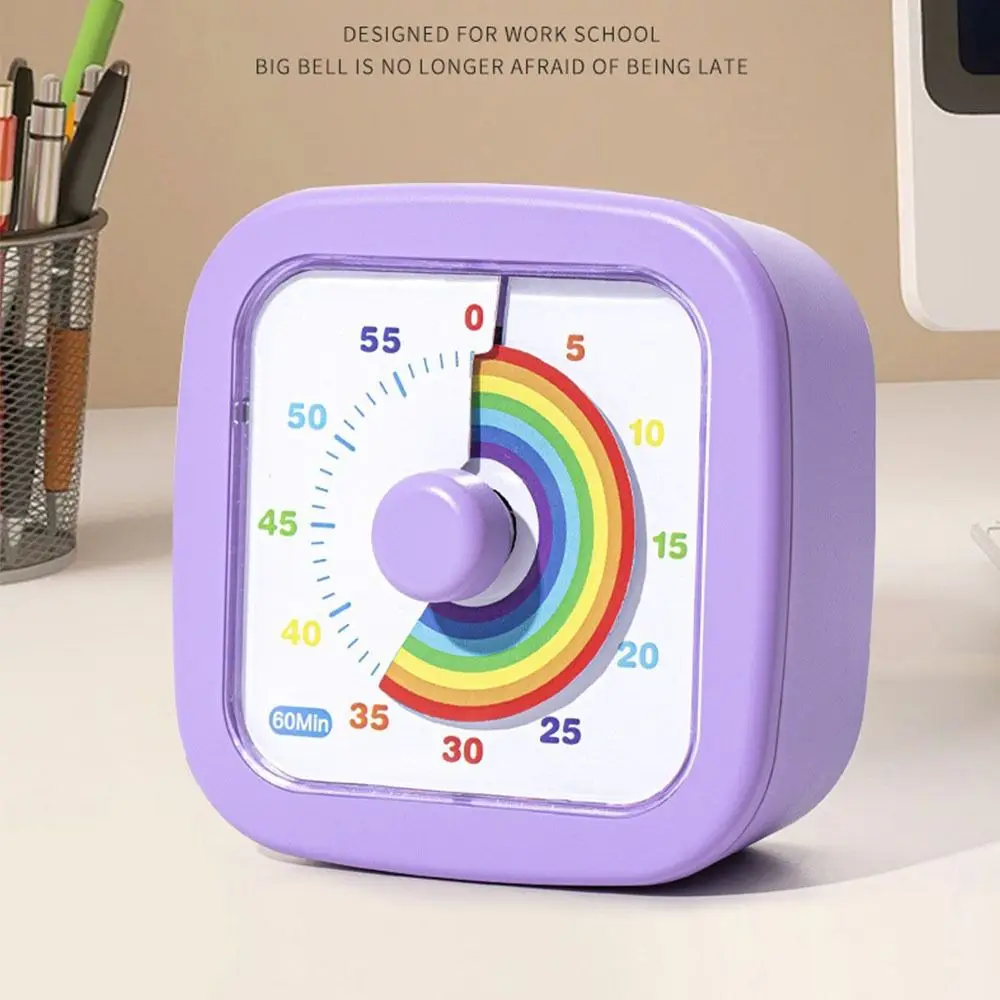 60 Minutes Visual Timer Round/Square Ultra Silent Countdown Alarm Clock Self-discipline Visualization Kitchen Timer Indoor