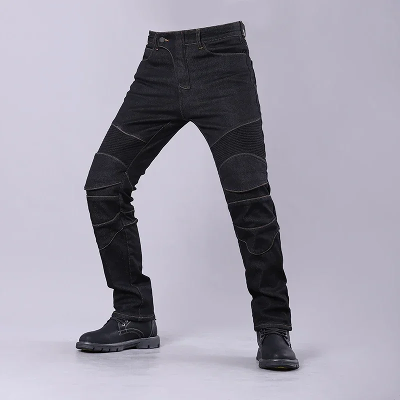 Motorcycle Jeans Slim Fit Elastic Cycling Pants Vintage Fashion Jeans Outdoor Travel Racing Off Road Anti Drop Pants Men