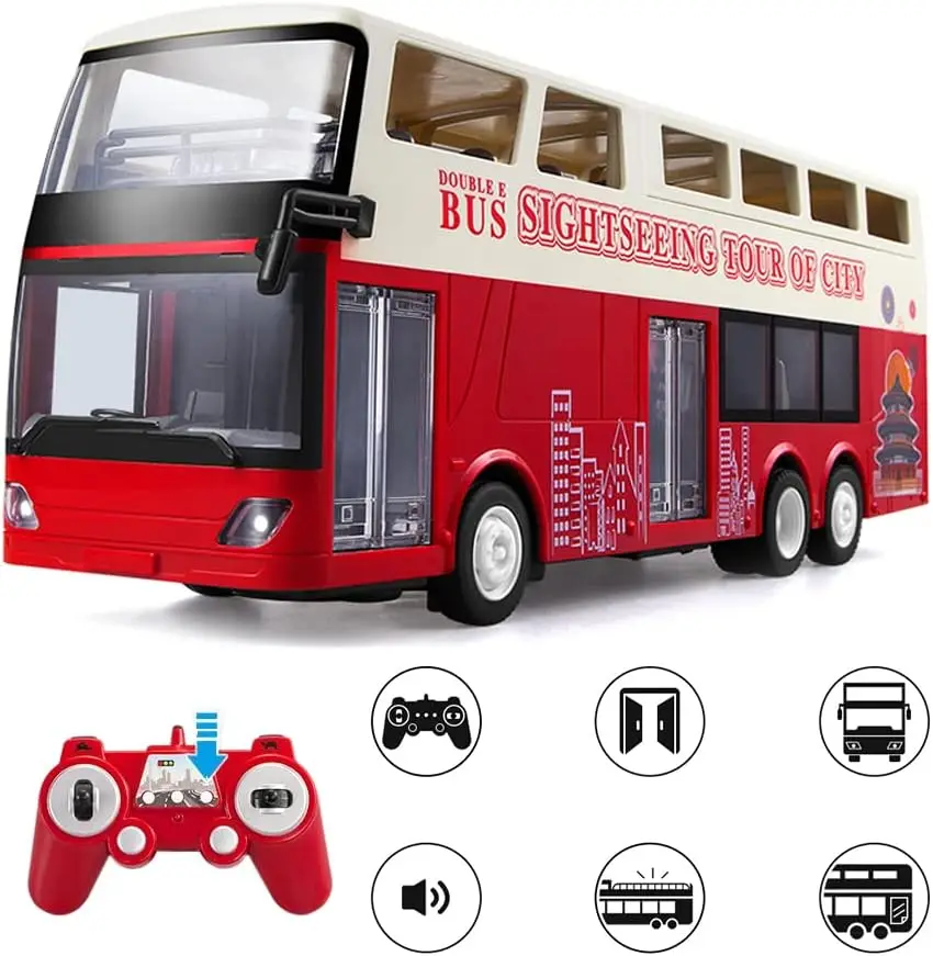 

Двухъярусный экскурсионный автобус с дистанционным управлением, масштаб 1:18, 4wd, многофункциональный, со звуком и светом