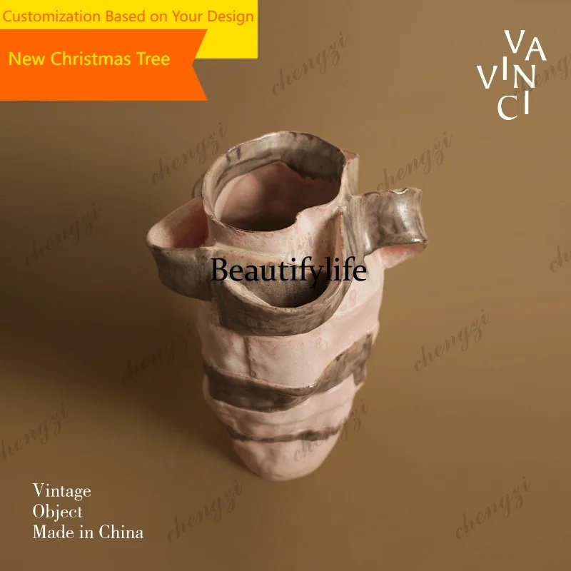 45 Wabi Sabi wind handmade irregular art flower ware hotel dried flower tabletop vase ornament