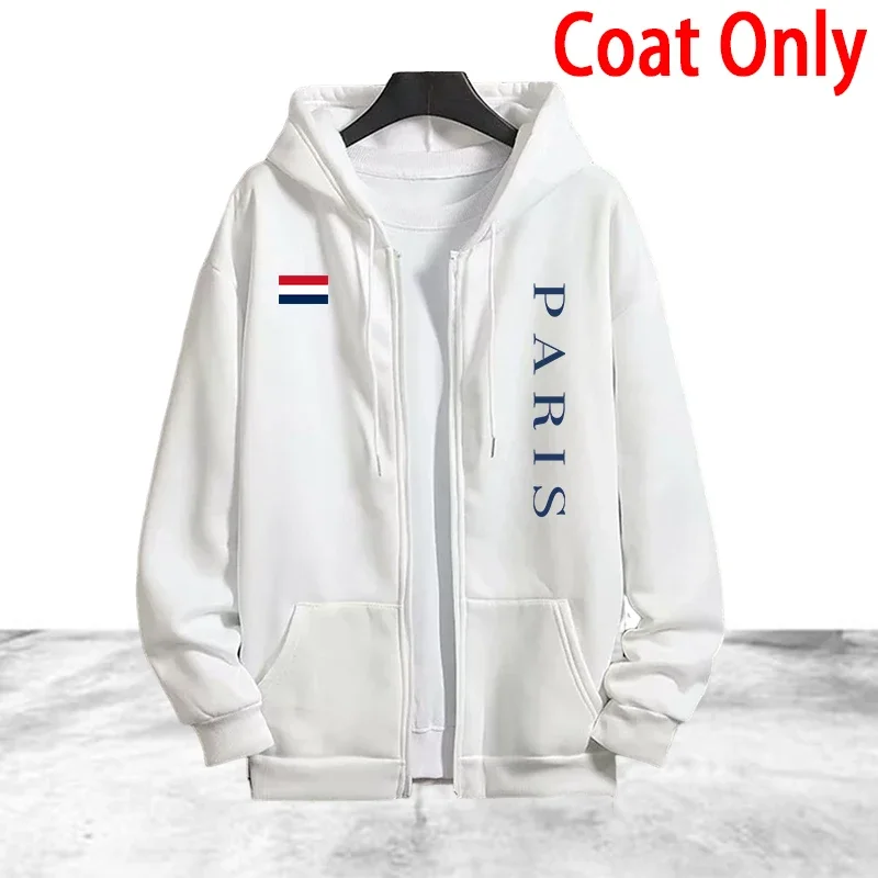 Paris Printing Men's Tracksuit Casual Zip Hooded Sweatshirts Coat Daily Sports Jogging Clothing Autumn Winter Single Tops Pants - view 5