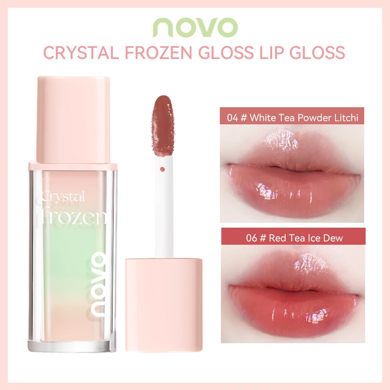 NOVO Crystal Frozen Glossy Lip Gloss, Moisturizing Lip Serum, Lightweight Non-Stick, Perfect Lip Makeup