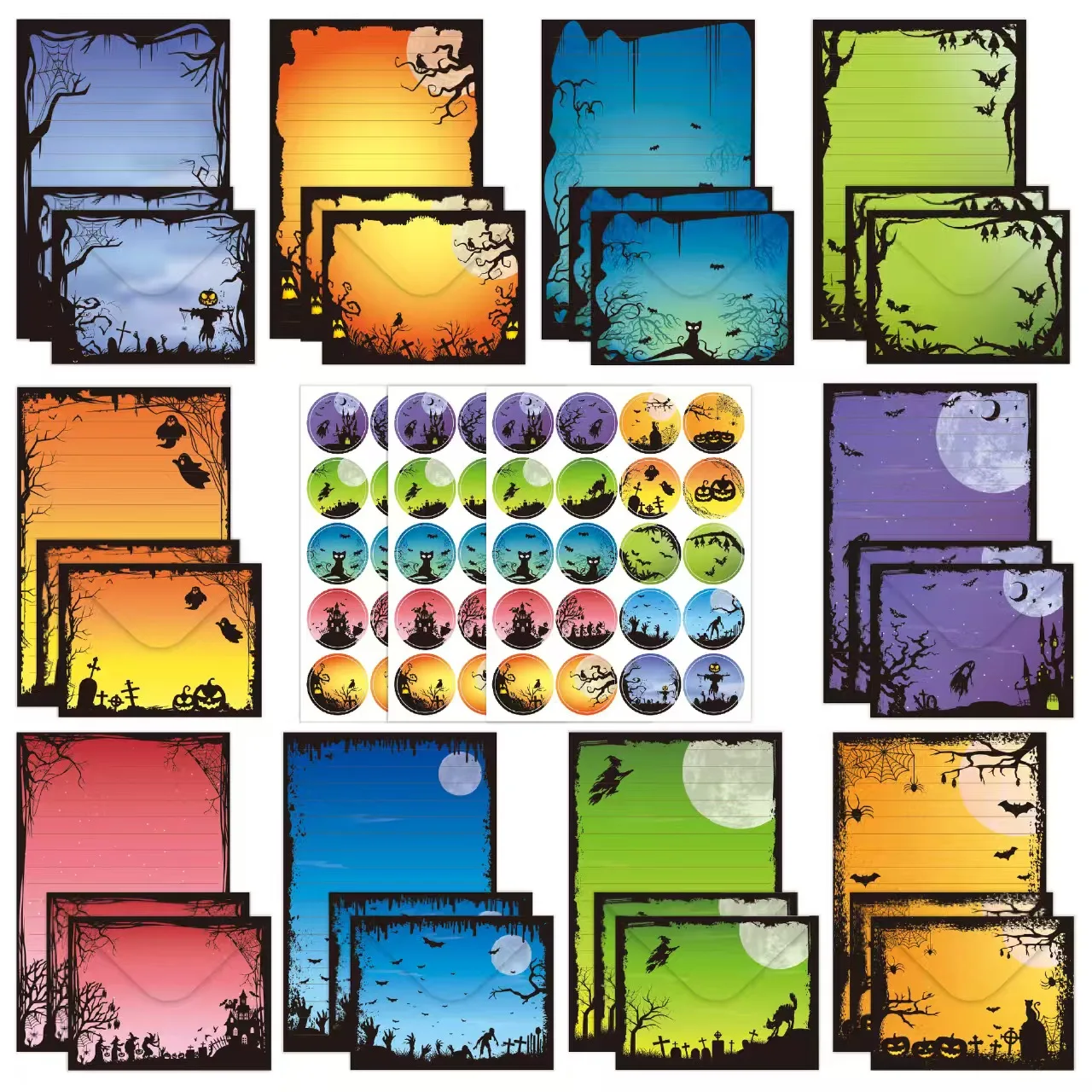 

160PCS Christmas Holiday Letter Writing Set for Xmas Greeting Cards set-50 Writing Papers 50 Matching Envelopes 60 Seal Stickers