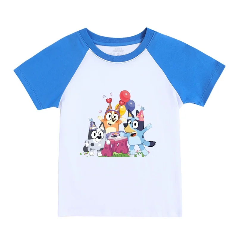 Bluey T-Shirt Cute Figures Children Summer Short Sleeved Tees Comfortable Outwear Boys Girls Cartoon Printed Breathable Clothes