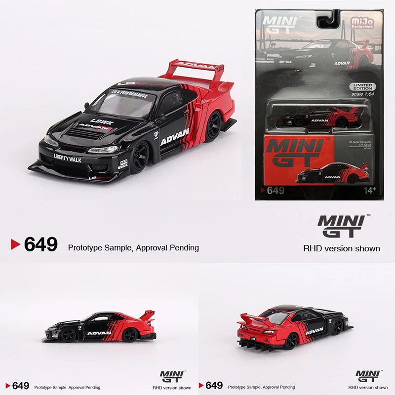 MINIGT 649 In Stock 1:64 LBWK Super Silhouette S15 Silvia Advan Diecast Diorama Model Collection Miniature Toys