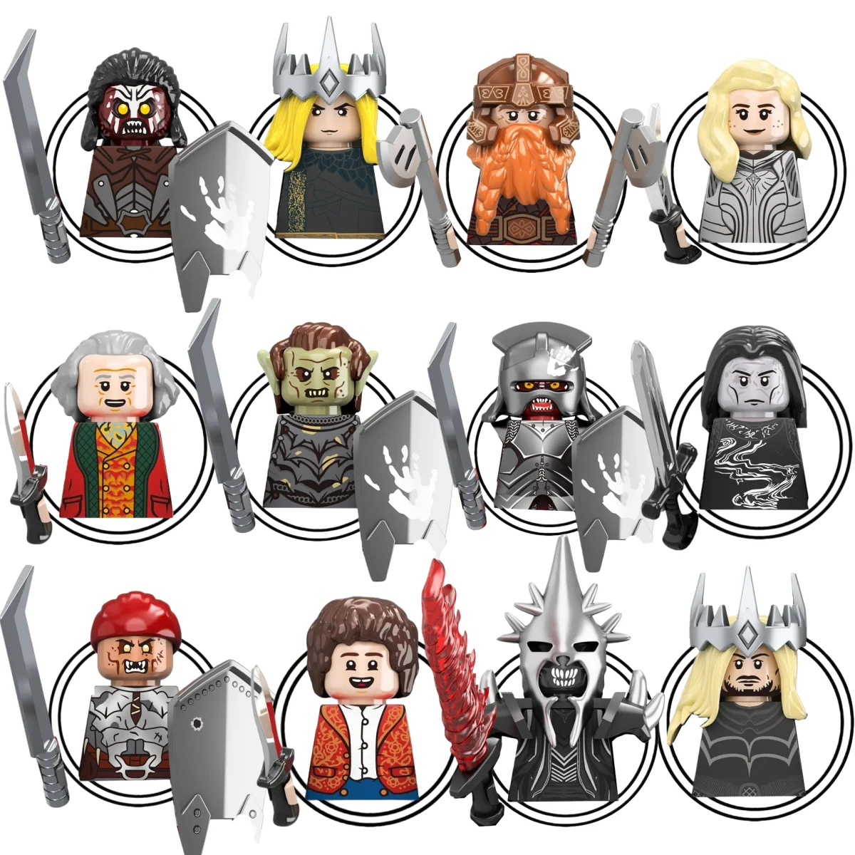 กล่องสุ่มของเล่น TV6411 มินิแอคชั่นฟิกเกอร์ ออร์ค คนแคระ เอลฟ์ โรฮัน อัศวิน กองทัพ สงคราม ตัวต่อ อุปกรณ์เสริม ของขวัญคริสต์มาส