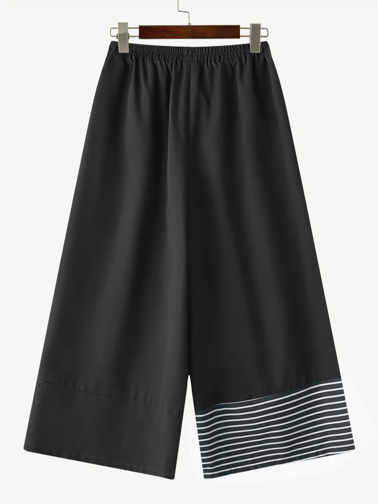 ZANZEA Pantaloni streetwear coreani estivi Pantaloni lunghi patchwork a righe larghe casual Vacanza 2025 Pantaloni a gamba larga Pantaloni casual