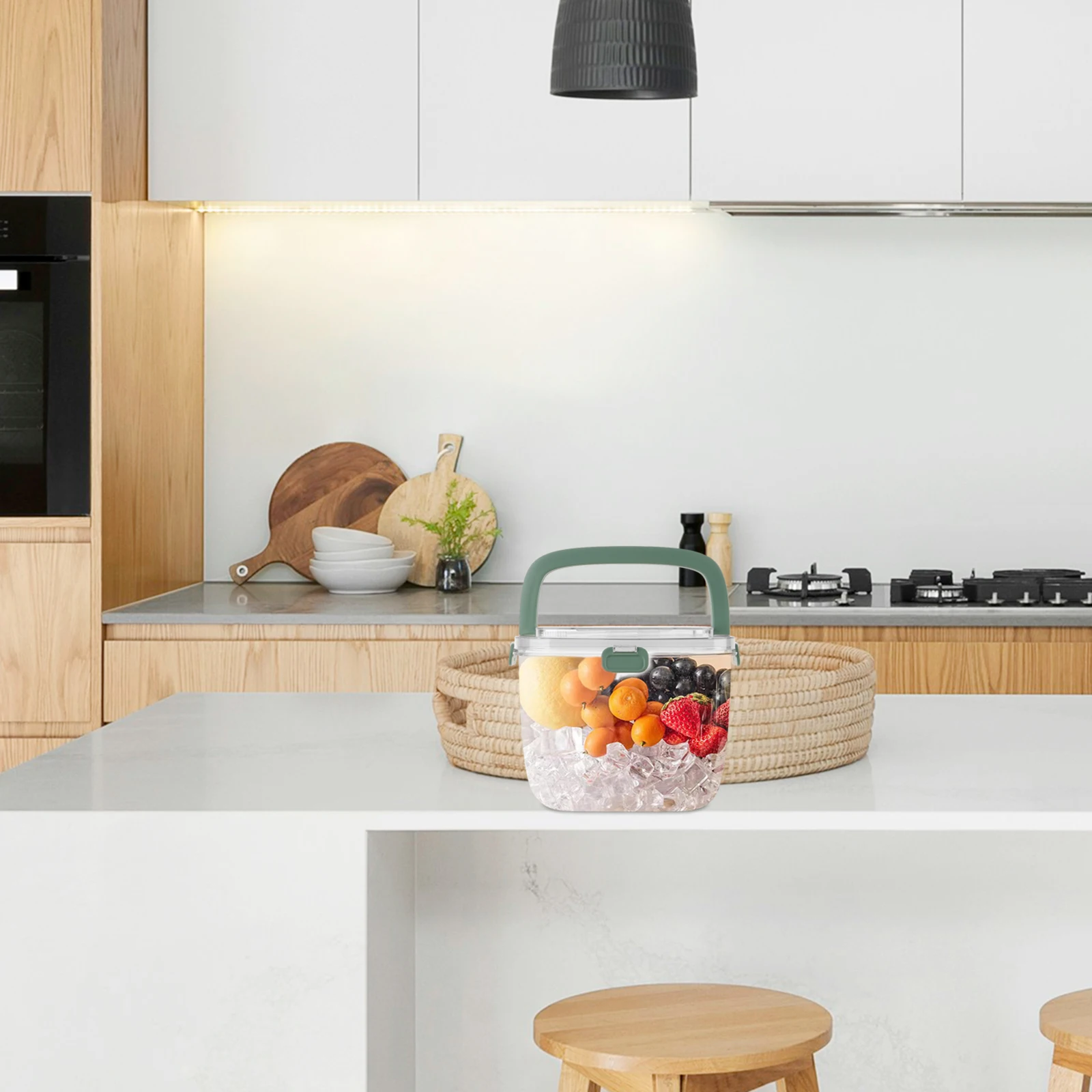 

Stylish Ice Cube Bucket Reusable Plastic Beverage Tub Handle Portable Drink Bucket For Wine Beer Juice Home Bar Use